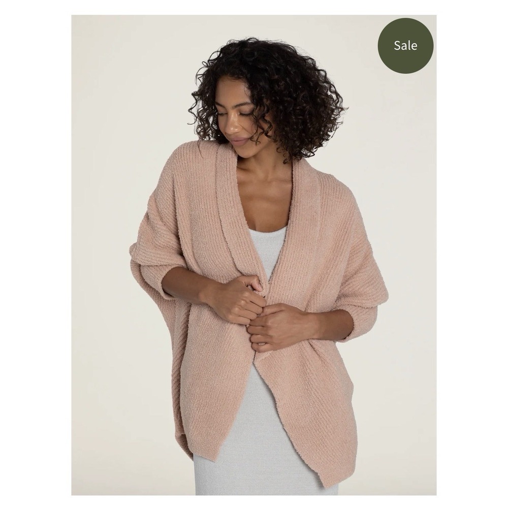 $187 RETIRED Barefoot Dreams Cozychic Ribbed Cardigan in Misty Rose S/M